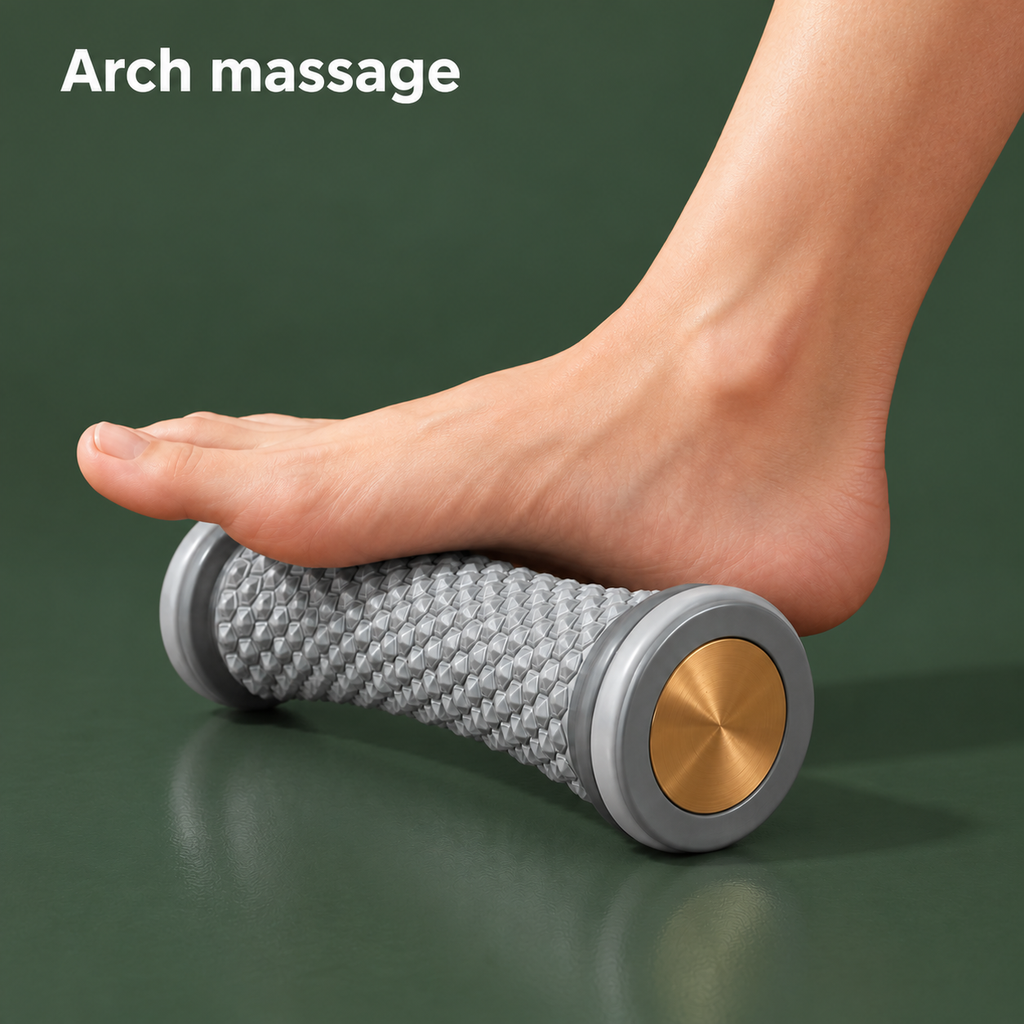 Naprelle massage roller supporting the arch of a foot