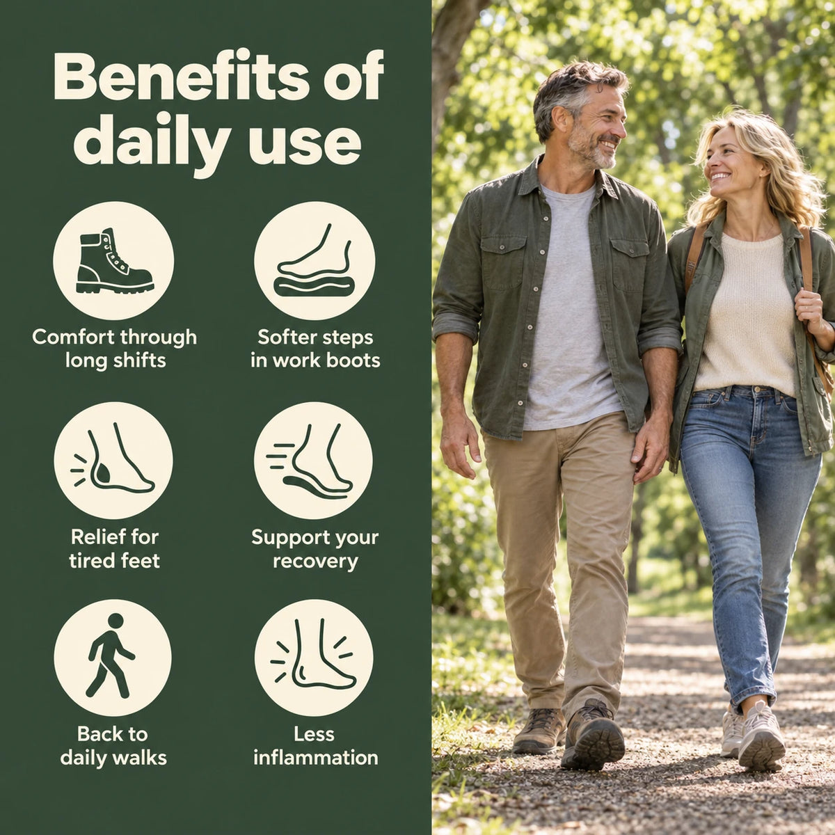 Benefits of daily use beside a couple walking outdoors