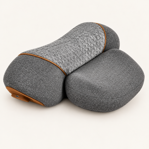 Gray MamaEase Heated Neck Pillow with contoured neck support and head cradle.