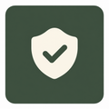 Naprelle shipping insurance shield with a checkmark on a forest-green background
