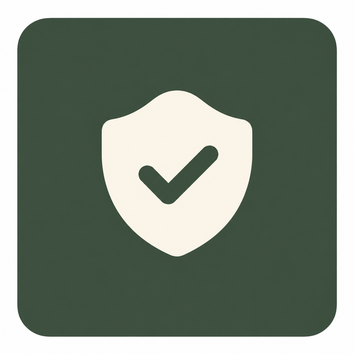 Naprelle shipping insurance shield with a checkmark on a forest-green background